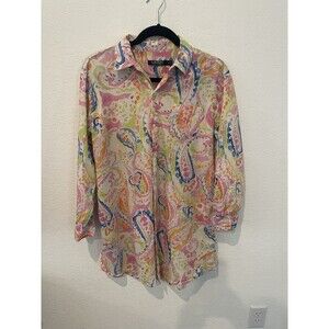 Ralph Lauren Soft Cotton Cottagecore  Night Shirt Floral Paisley Sz S